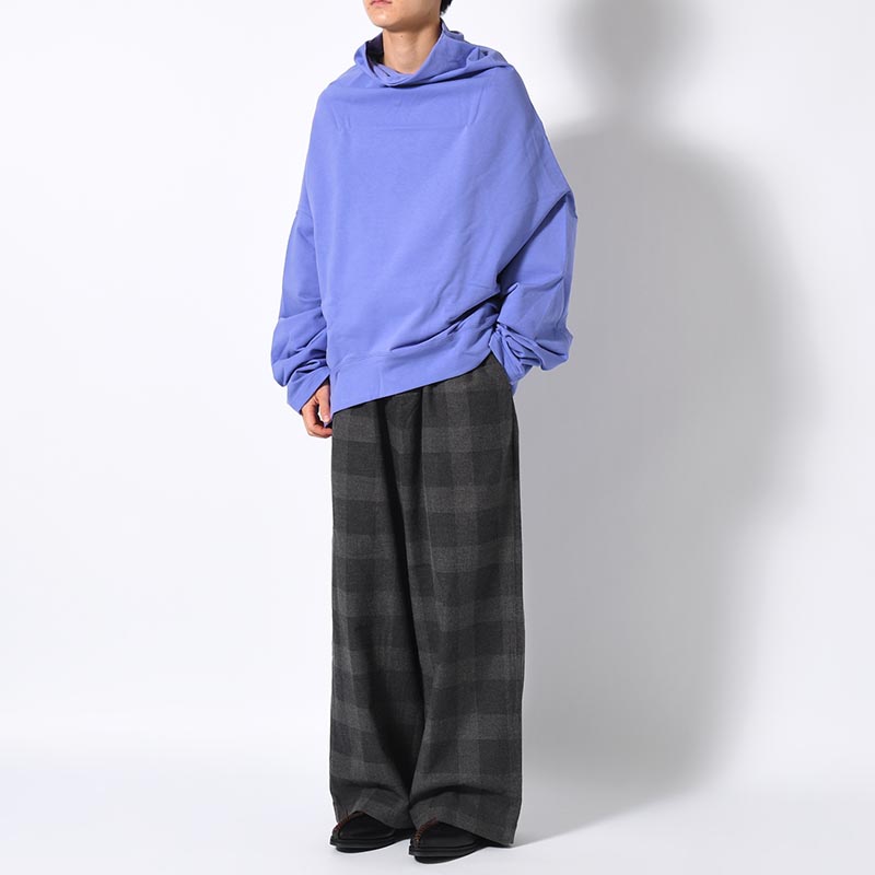 BLOCK CHECK WIDE PANTS -DARK GRAY-