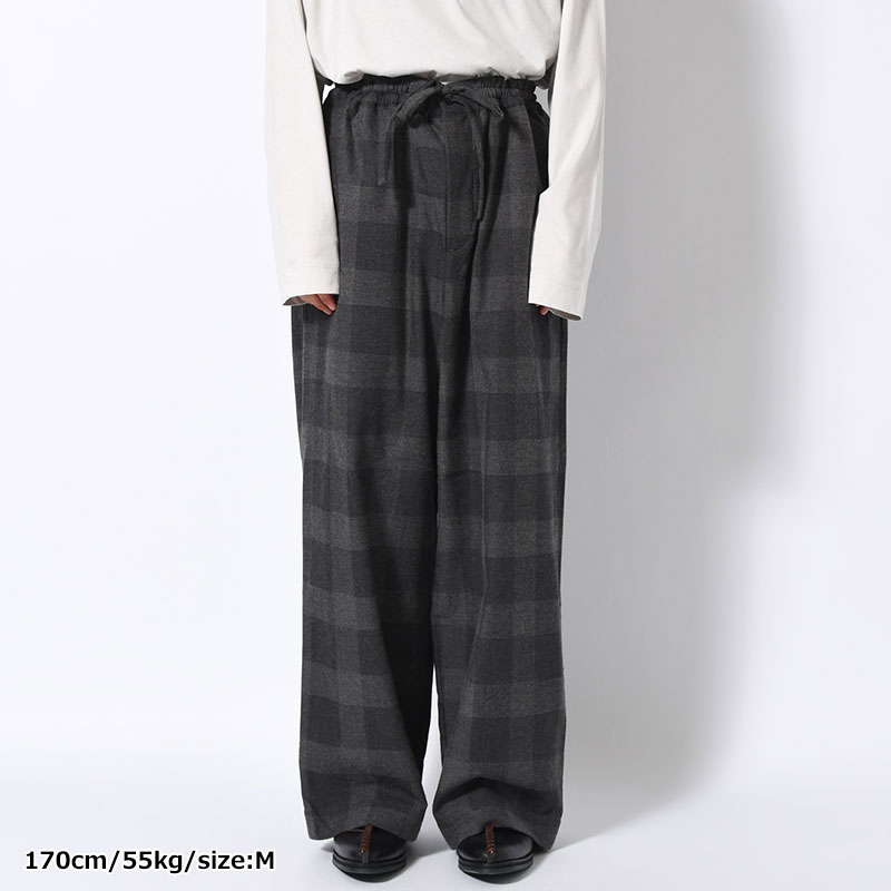 BLOCK CHECK WIDE PANTS -DARK GRAY-