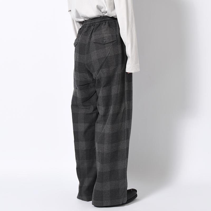 BLOCK CHECK WIDE PANTS -DARK GRAY-