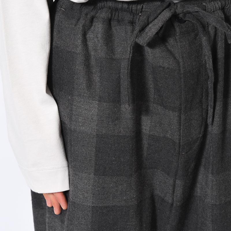 BLOCK CHECK WIDE PANTS -DARK GRAY-