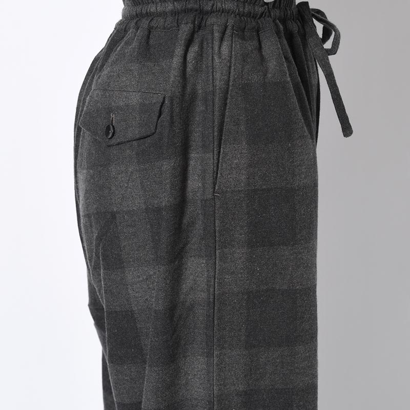 BLOCK CHECK WIDE PANTS -DARK GRAY-