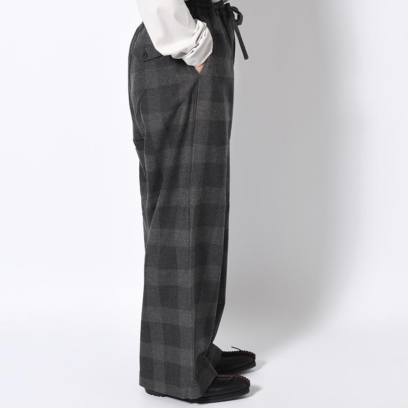 BLOCK CHECK WIDE PANTS -DARK GRAY-