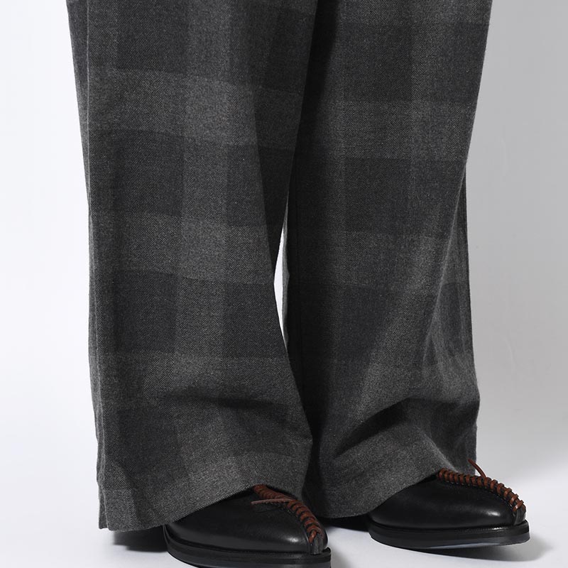 BLOCK CHECK WIDE PANTS -DARK GRAY-