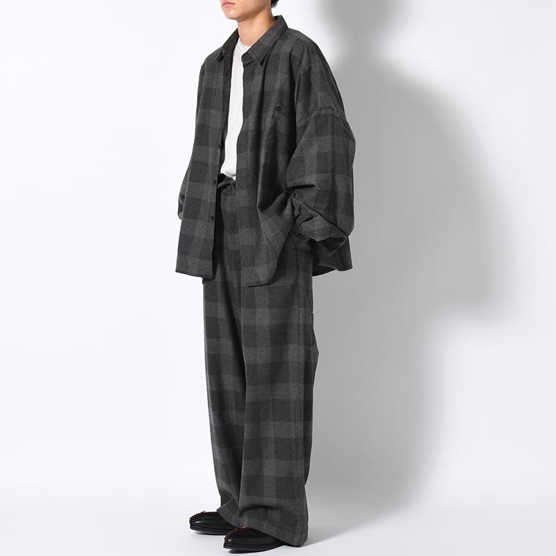 BLOCK CHECK WIDE PANTS -DARK GRAY-