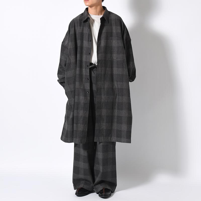 BLOCK CHECK WIDE PANTS -DARK GRAY-