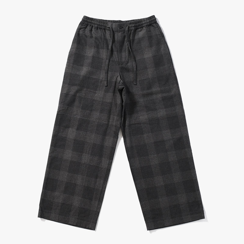 BLOCK CHECK WIDE PANTS -DARK GRAY-