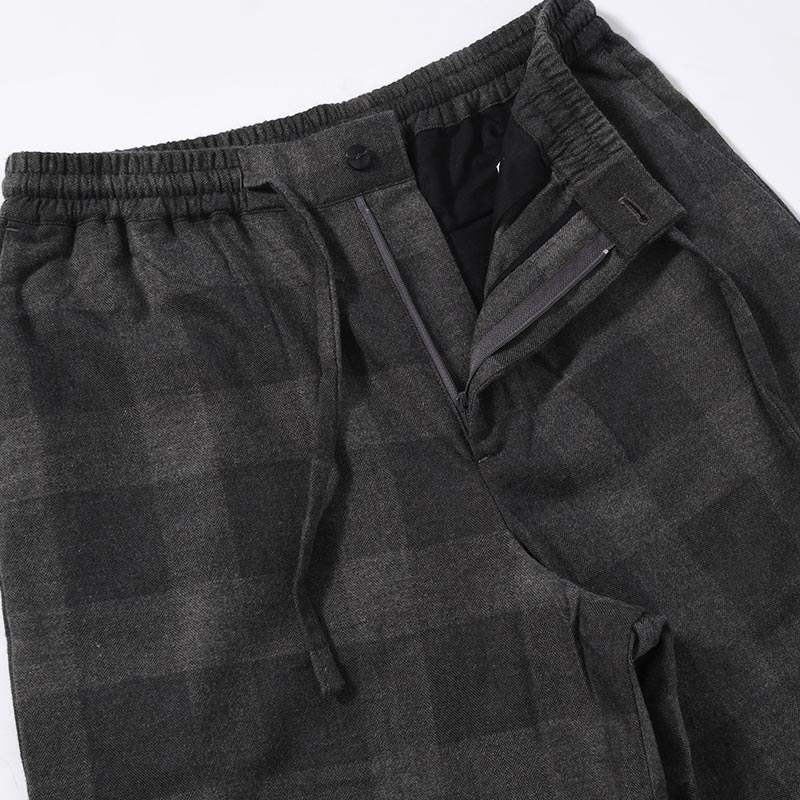 BLOCK CHECK WIDE PANTS -DARK GRAY-