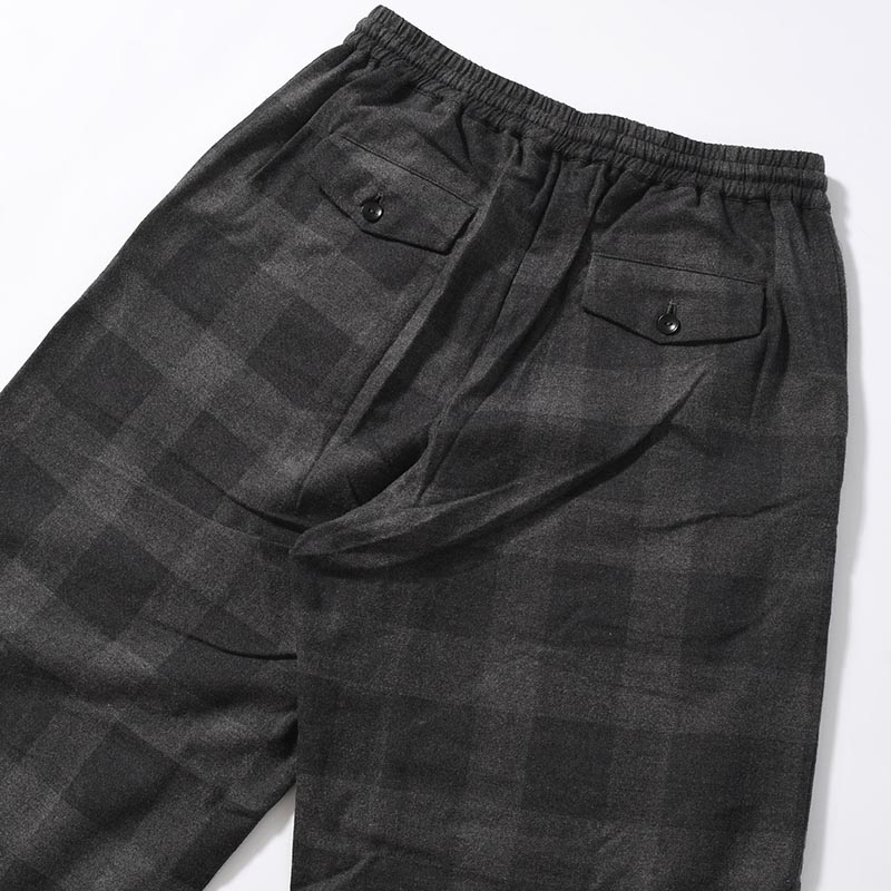 BLOCK CHECK WIDE PANTS -DARK GRAY-