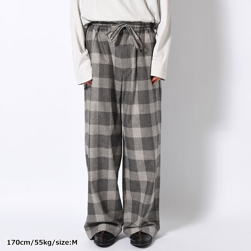 BLOCK CHECK WIDE PANTS -LIGHT GRAY-