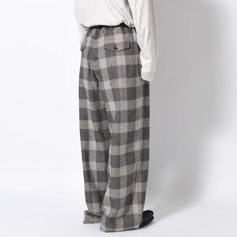 BLOCK CHECK WIDE PANTS -LIGHT GRAY-