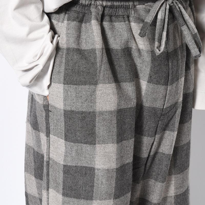 BLOCK CHECK WIDE PANTS -LIGHT GRAY-