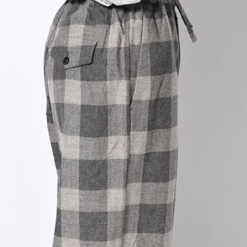 BLOCK CHECK WIDE PANTS -LIGHT GRAY-