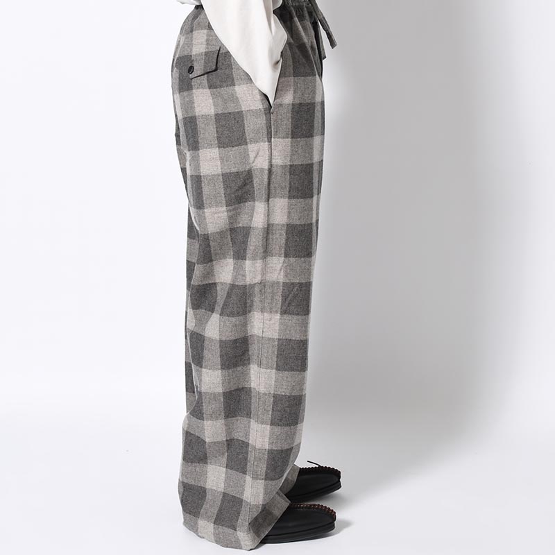 BLOCK CHECK WIDE PANTS -LIGHT GRAY-