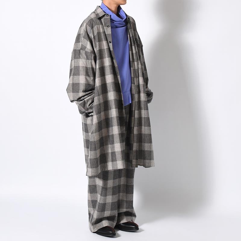 BLOCK CHECK WIDE PANTS -LIGHT GRAY-