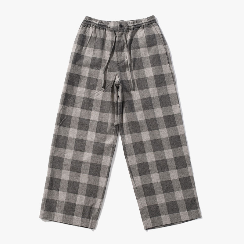 BLOCK CHECK WIDE PANTS -LIGHT GRAY-