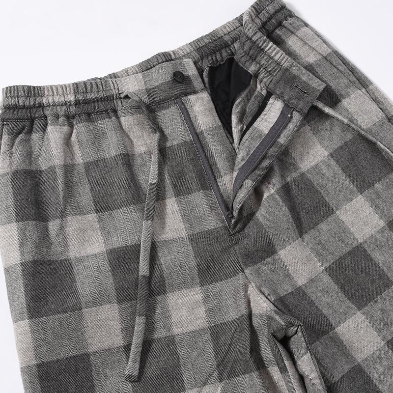 BLOCK CHECK WIDE PANTS -LIGHT GRAY-