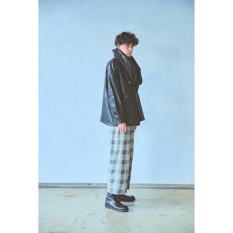 BLOCK CHECK WIDE PANTS -LIGHT GRAY-