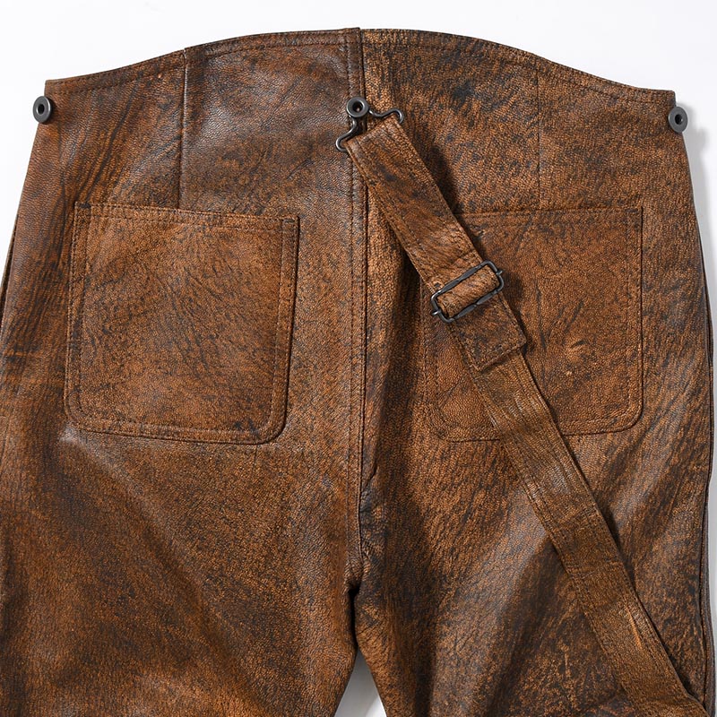 LEATHER DETACHABLE POUCH PANTS -ANTIQUE PROCESSING BROWN-