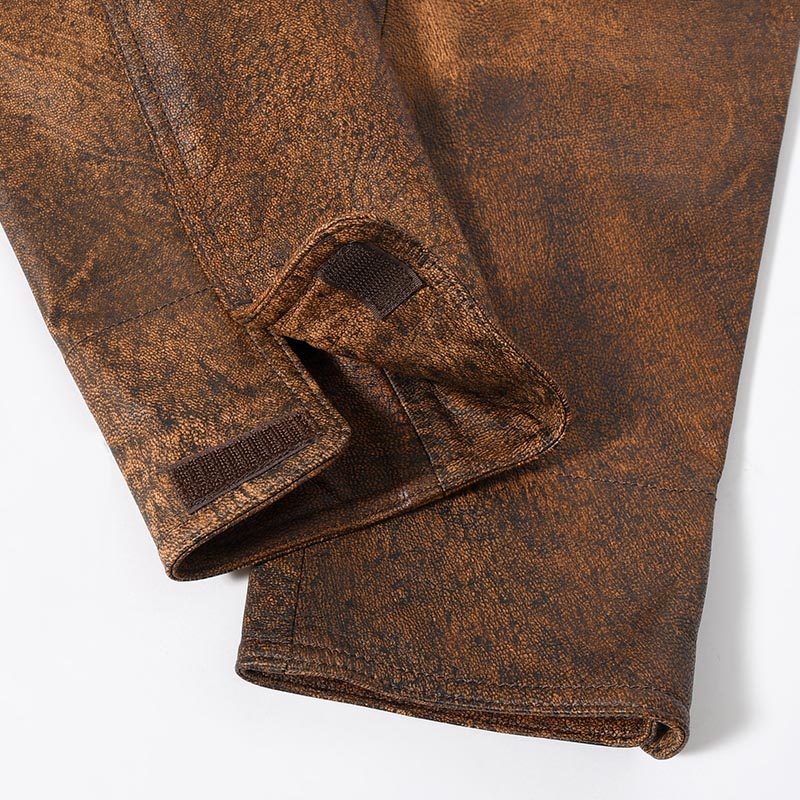 LEATHER DETACHABLE POUCH PANTS -ANTIQUE PROCESSING BROWN-