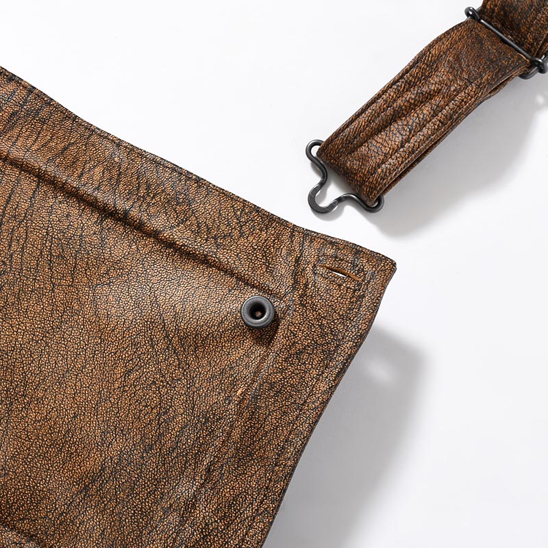 LEATHER DETACHABLE POUCH PANTS -ANTIQUE PROCESSING BROWN-