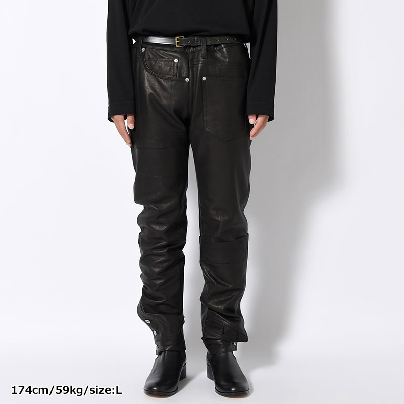 LEATHER PUZZLE PANTS -BLACK-