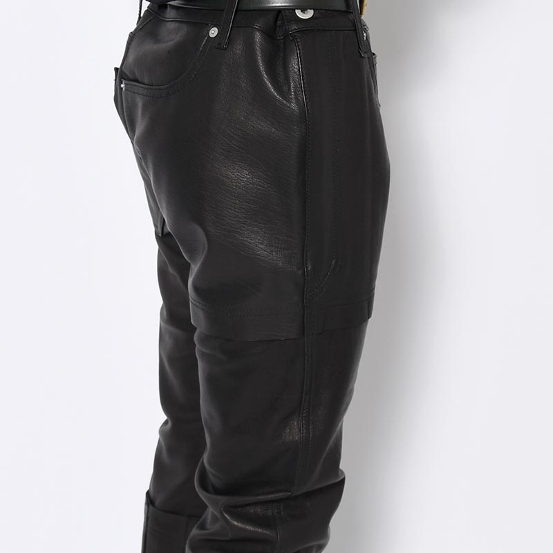 LEATHER PUZZLE PANTS -BLACK-