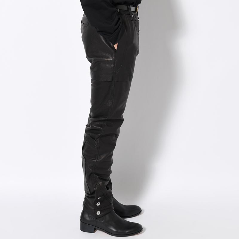 LEATHER PUZZLE PANTS -BLACK-