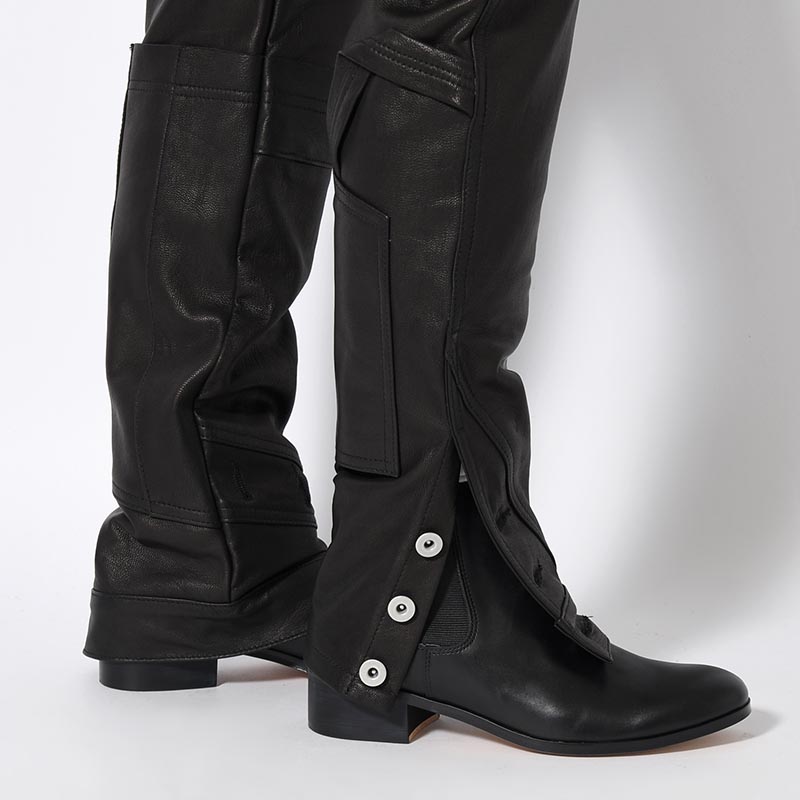 LEATHER PUZZLE PANTS -BLACK-