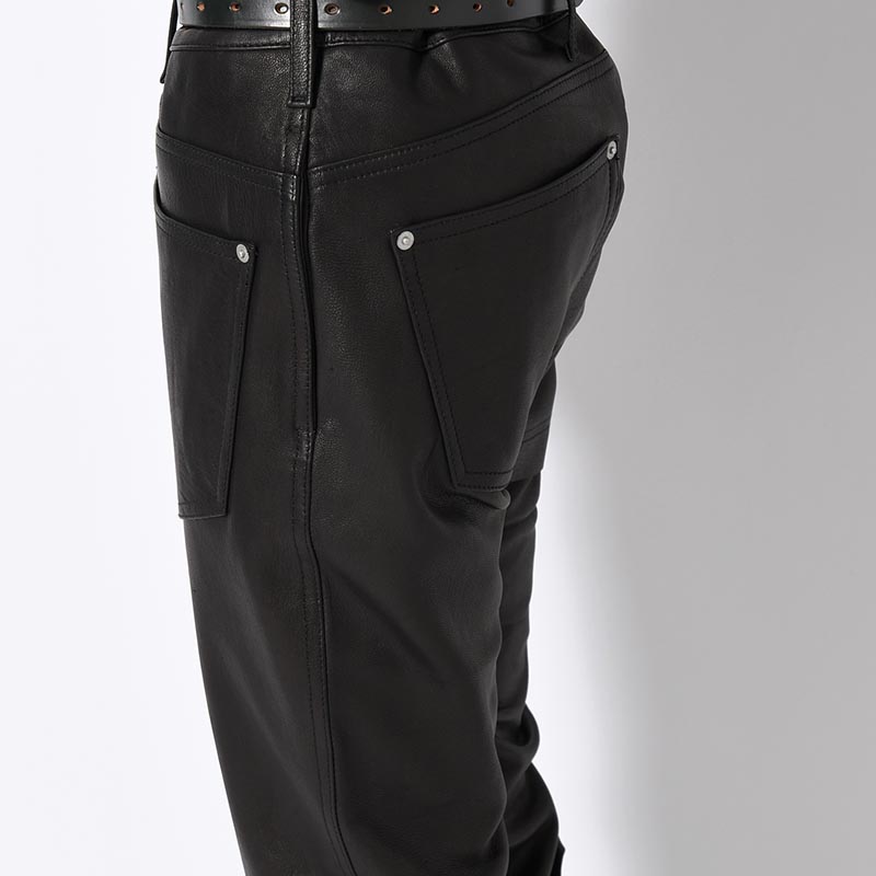 LEATHER PUZZLE PANTS -BLACK-