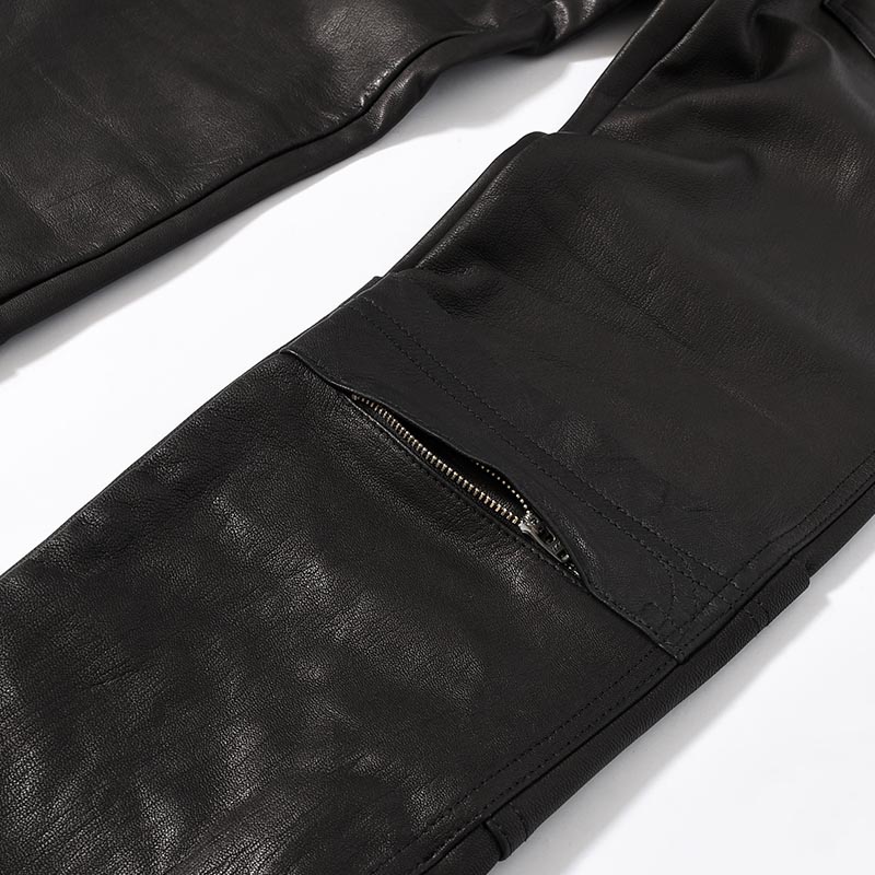 LEATHER PUZZLE PANTS -BLACK-