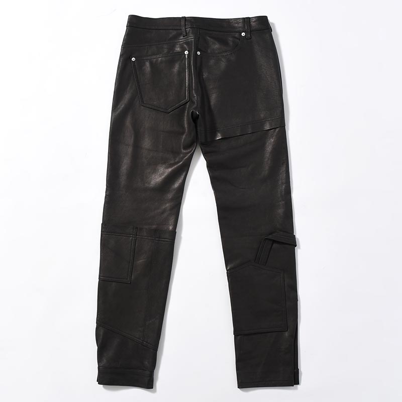 LEATHER PUZZLE PANTS -BLACK-