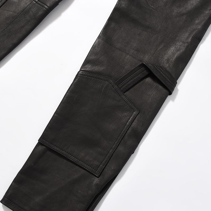 LEATHER PUZZLE PANTS -BLACK-