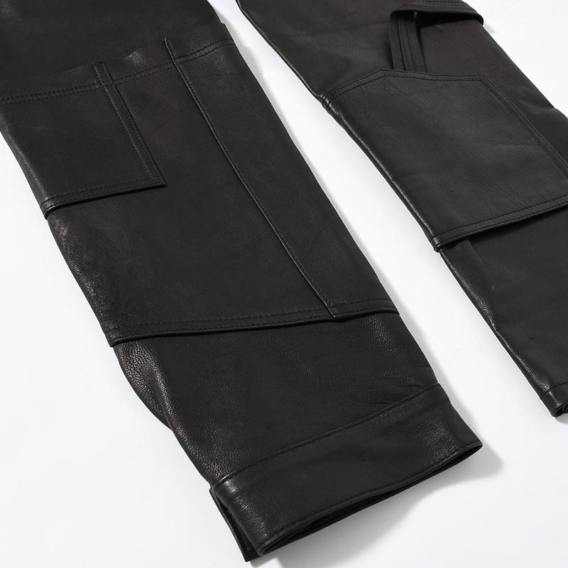 LEATHER PUZZLE PANTS -BLACK-