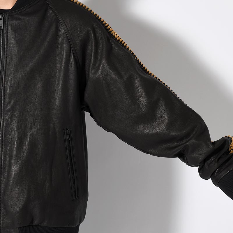 LEATHER SHARK JACKET -BLACK-