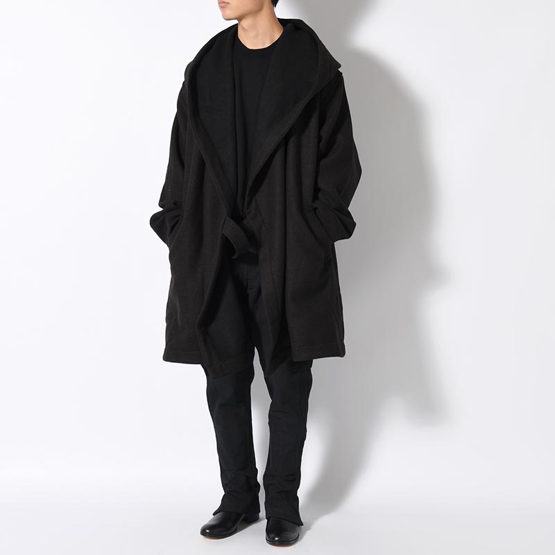 HOODED TIELOCKEN COAT -BROWN×BLACK-