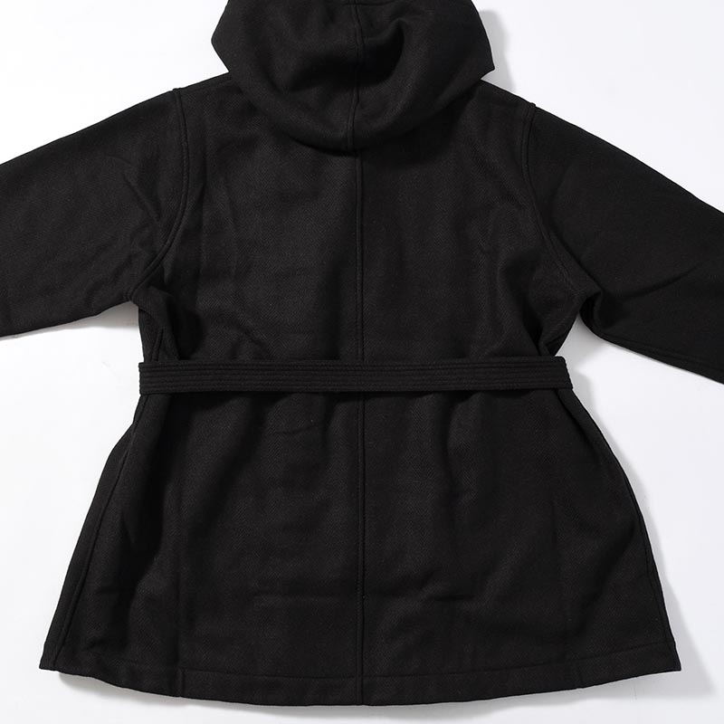 HOODED TIELOCKEN COAT -BROWN×BLACK-