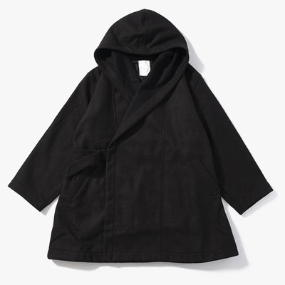 HOODED TIELOCKEN COAT -BROWN×BLACK-