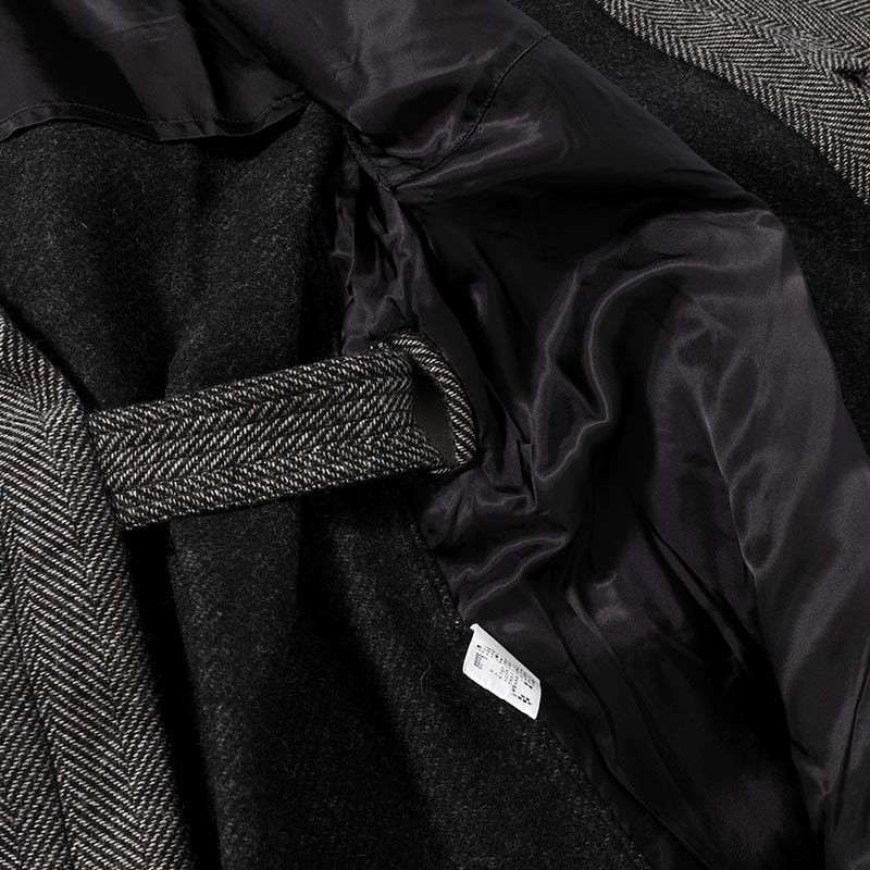 HOODED TIELOCKEN COAT -NATURAL×BLACK-