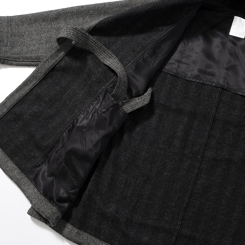 HOODED TIELOCKEN COAT -NATURAL×BLACK-