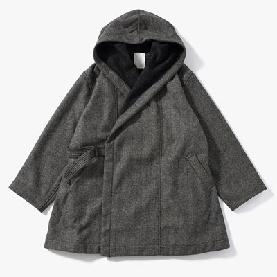 HOODED TIELOCKEN COAT -NATURAL×BLACK-