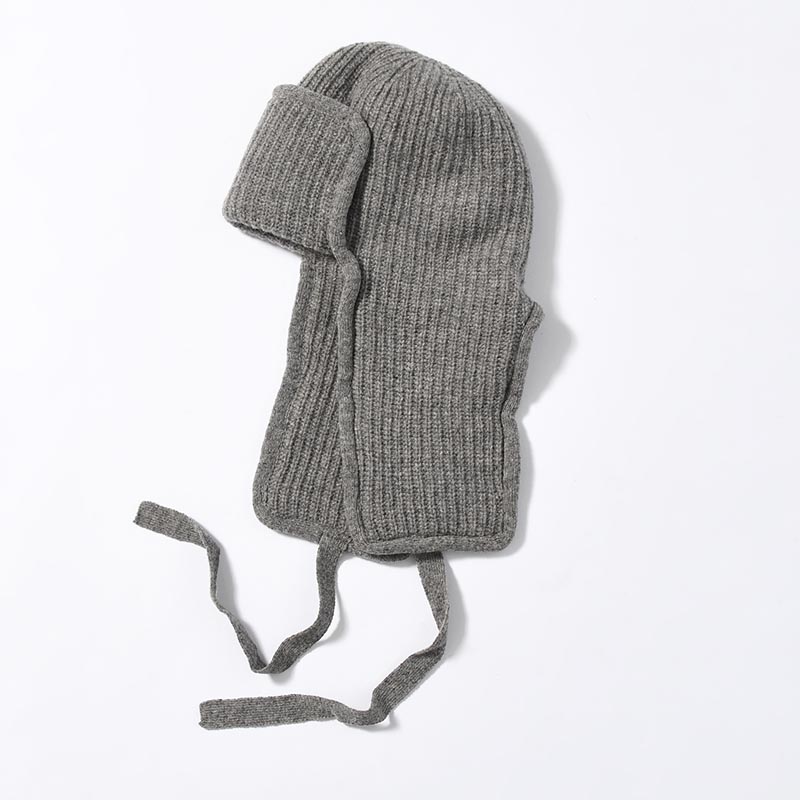 KNIT FLIGHT CAP "UNRULYBOY" -GRAY-