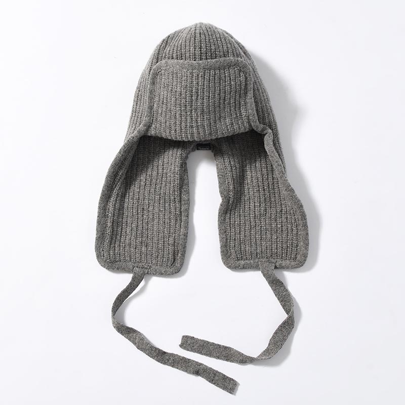 KNIT FLIGHT CAP "UNRULYBOY" -GRAY-