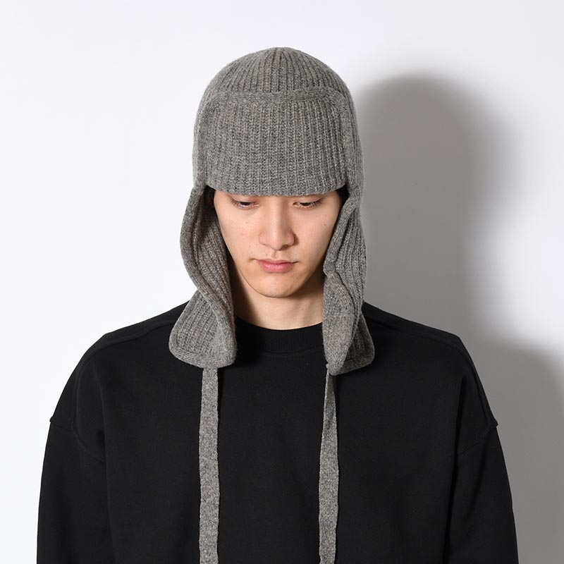 KNIT FLIGHT CAP "UNRULYBOY" -GRAY-