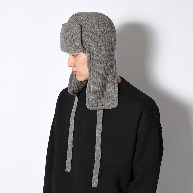 KNIT FLIGHT CAP "UNRULYBOY" -GRAY-