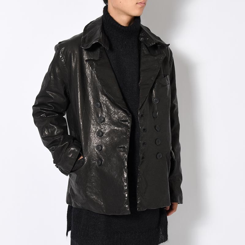 LEATHER W JACKET -BLACK-