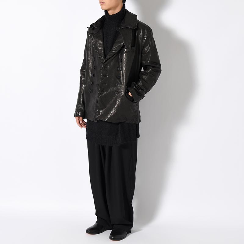 LEATHER W JACKET -BLACK-