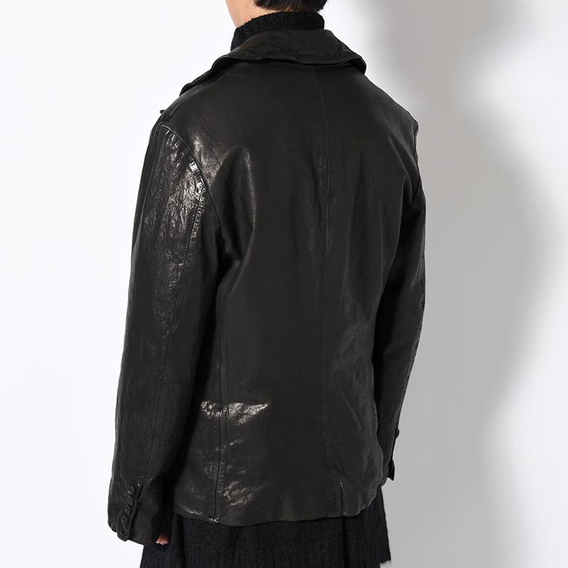 LEATHER W JACKET -BLACK-