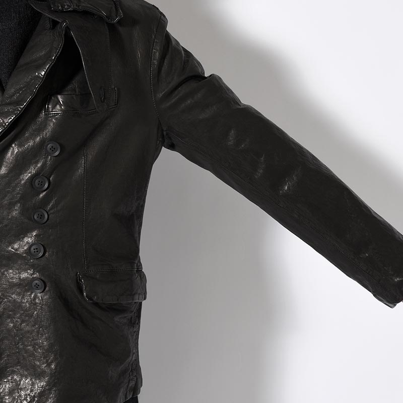 LEATHER W JACKET -BLACK-