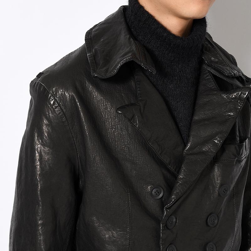 LEATHER W JACKET -BLACK-