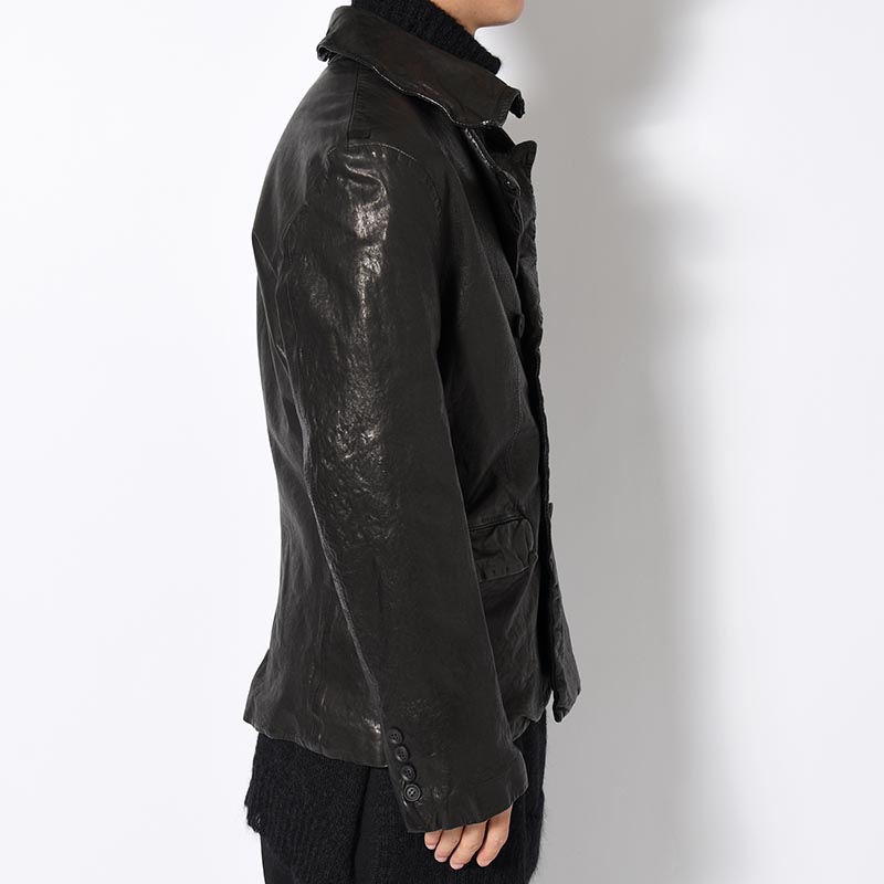 LEATHER W JACKET -BLACK-